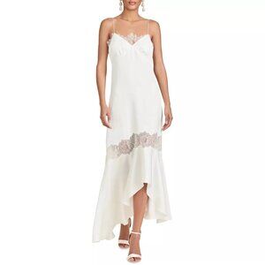 Sachin & Babi Candace Asymmetric Slip Dress with Lace Detail, Off White, Size 6